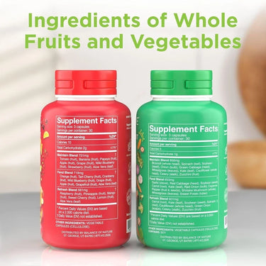 Balance of Nature Fruits & Veggies Capsules Whole Food Vegan 180 Count Set Fit And Glow