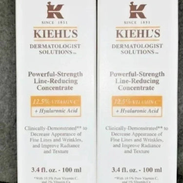 2 PACK Kiehl's POWERFUL-STRENGTH Line Reducing Concentrate. 3.4 oz/100 ml Vitamin C Fit And Glow