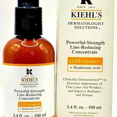 2 PACK Kiehl's POWERFUL-STRENGTH Line Reducing Concentrate. 3.4 oz/100 ml Vitamin C Fit And Glow